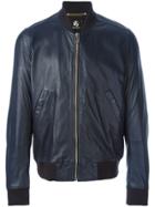 Ps By Paul Smith Zipped Leather Jacket - Blue