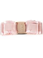 Salvatore Ferragamo Logo Embossed Bow Hair Clip, Women's, Pink/purple, Cotton/rayon/plastic/brass