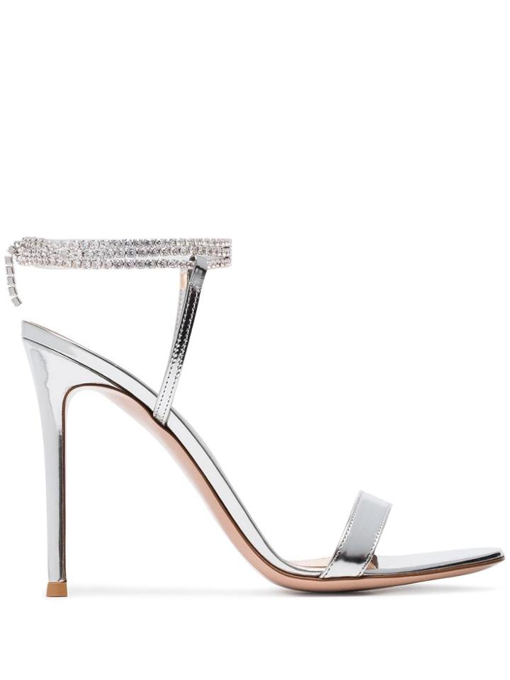 Gianvito Rossi Tennis 105 Crystal Metallic Sandals