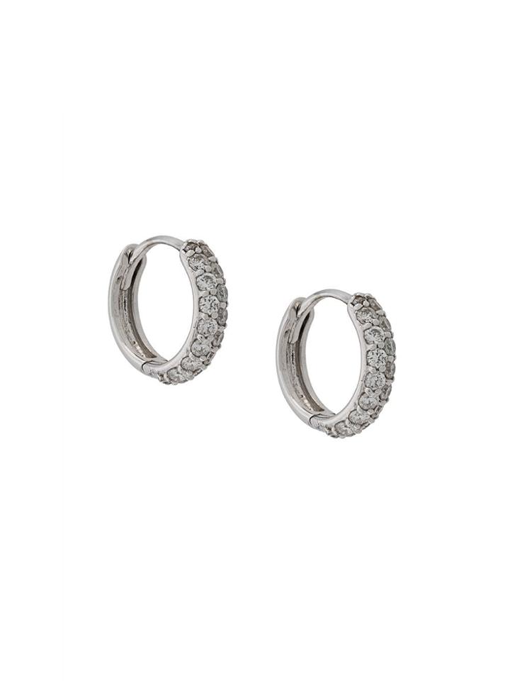 Carbon & Hyde 14kt White Gold Boom Boom Huggie Earrings - Metallic