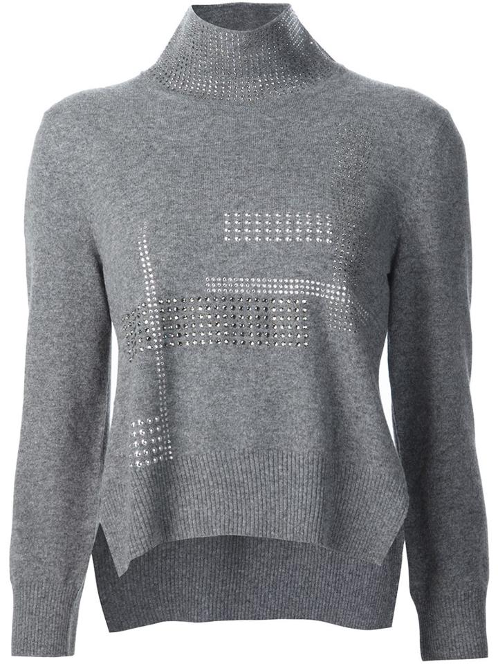 Christopher Kane Hotfix High Neck Sweater, Women's, Size: Small, Grey, Cashmere/wool