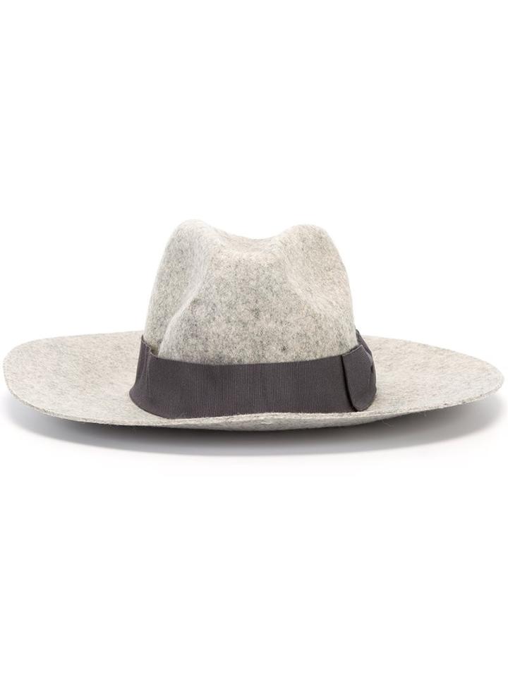 Ps By Paul Smith Felt Fedora Hat, Women's, Size: Small, Grey, Wool Felt