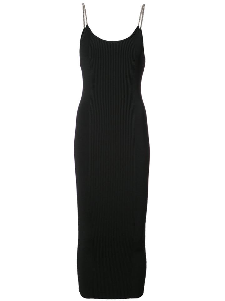 Alexander Wang Ribbed Tank Dress With Chain Straps - Black
