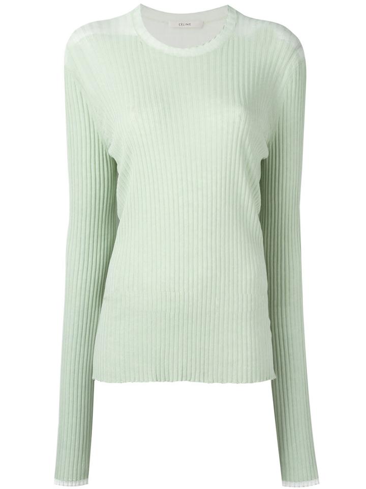 Céline Ribbed Jumper, Women's, Size: Small, Green, Cotton