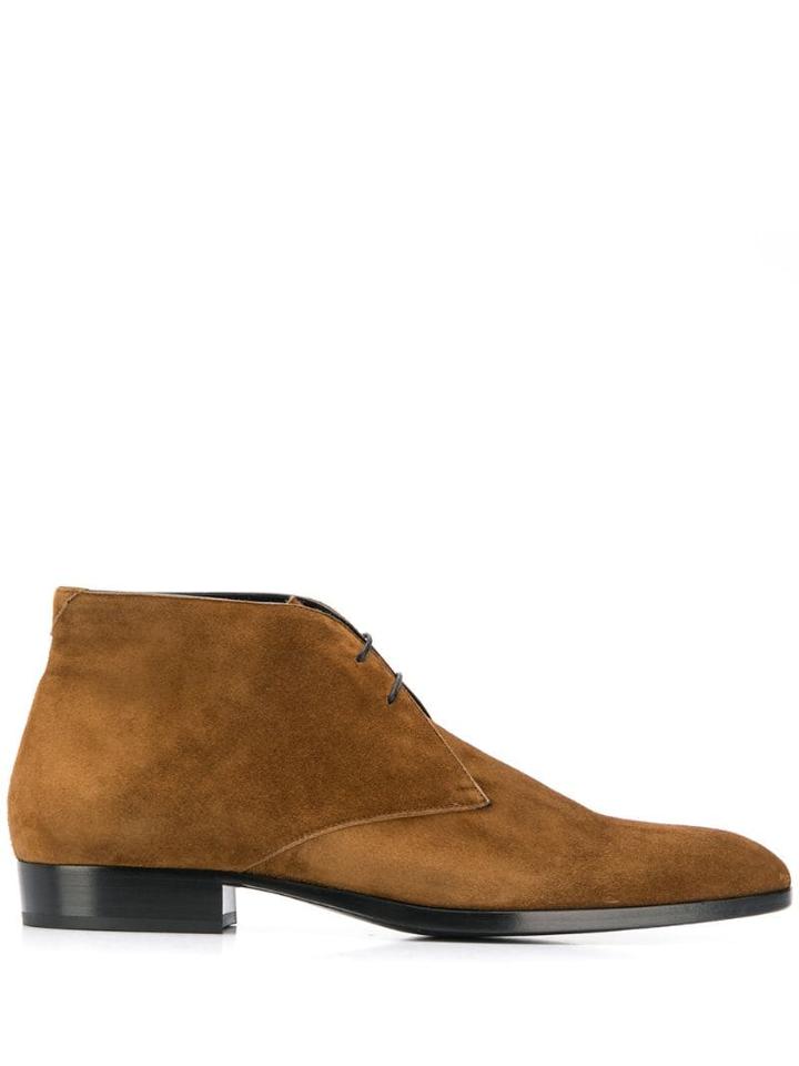 Saint Laurent Wyatt Lace-up Boots - Brown