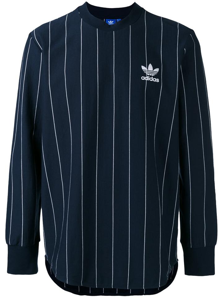 Adidas - Striped Logo Top - Men - Cotton - S, Blue, Cotton