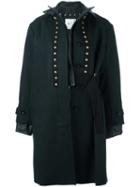 Sacai - Leather Trimmed Coat - Women - Leather/cupro/wool - 2, Women's, Green, Leather/cupro/wool