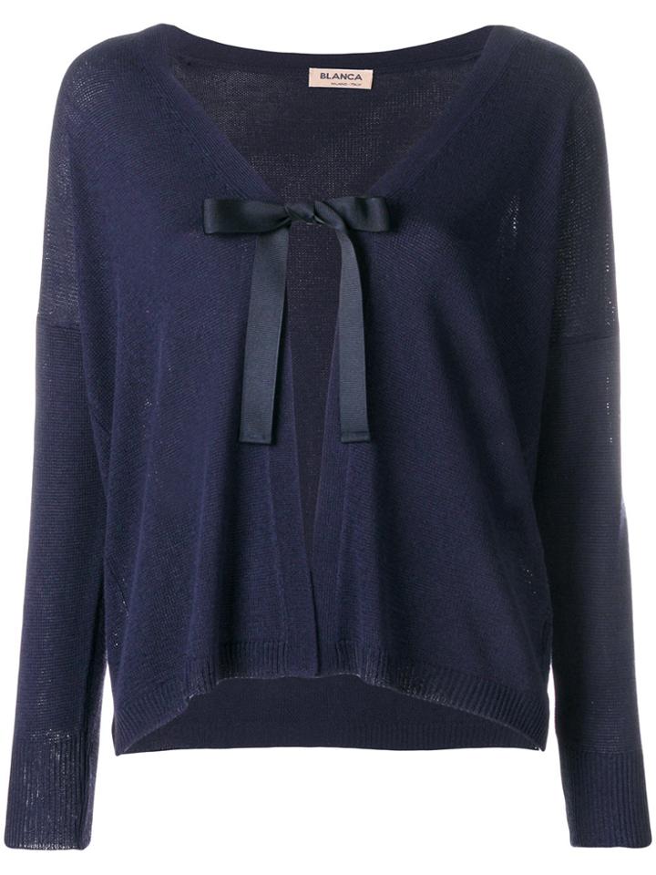 Blanca Front-tied Fitted Cardigan - Blue
