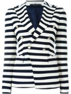 Tagliatore Double Breasted Stripe Blazer, Women's, Size: 46, Blue, Cotton/cupro