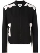 Msgm Contrast Bomber Jacket, Women's, Size: 40, Black, Polyester/viscose/spandex/elastane