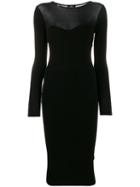 Elisabetta Franchi Sheer Panel Midi Dress - Black