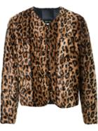 Dresscamp Leopard Print Fur Jacket, Adult Unisex, Size: Medium, Brown, Rayon