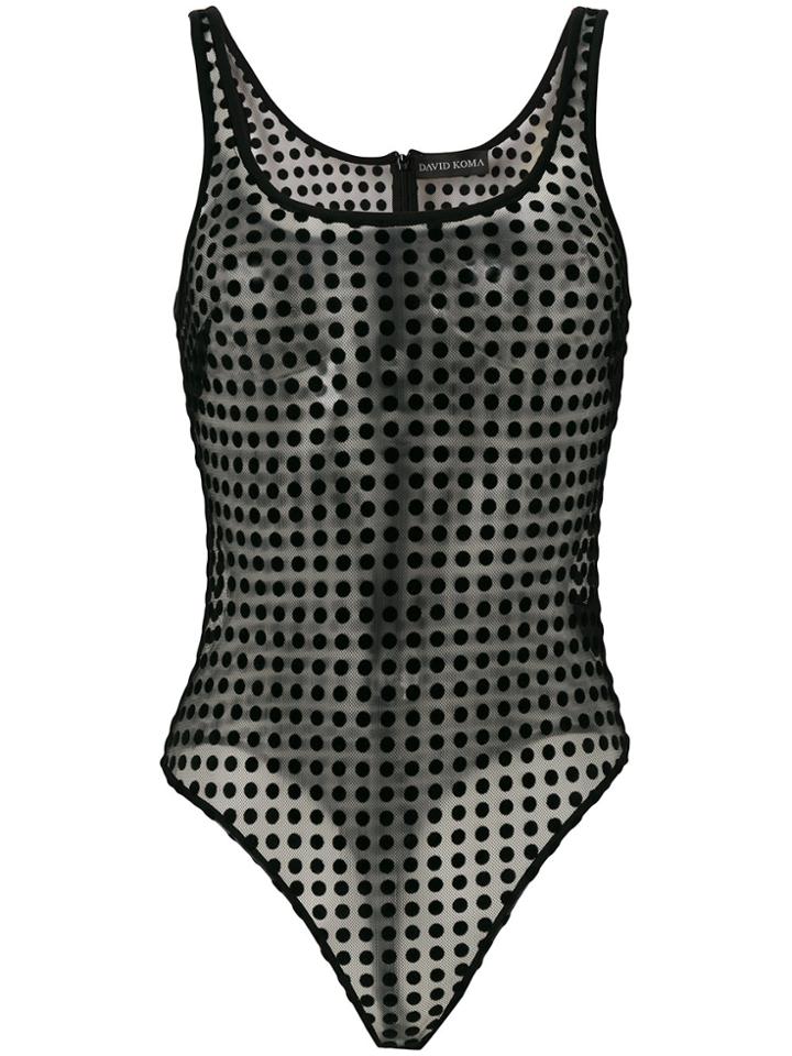 David Koma Sheer Tank Top - Black