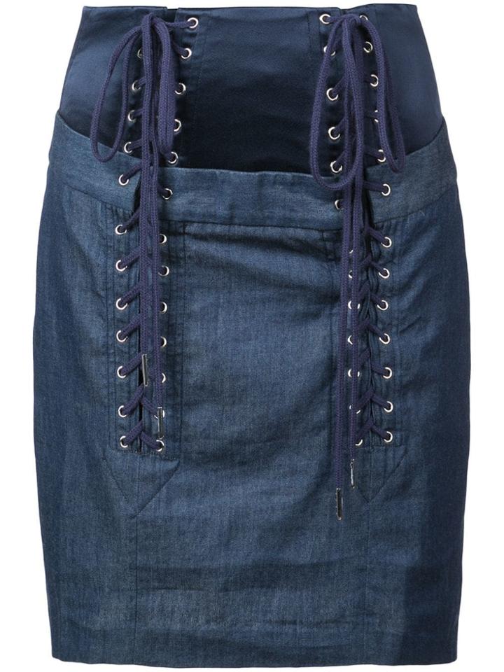 Fleur Du Mal Lace Up Skirt - Blue