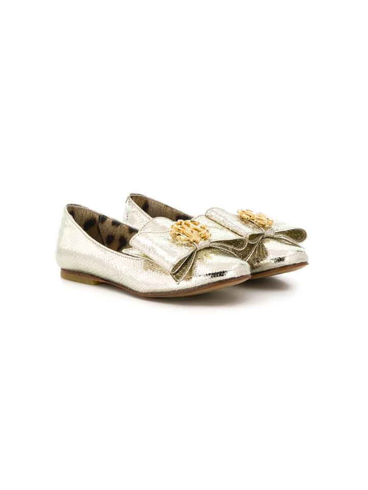Roberto Cavalli Junior Teen Bow Front Ballerinas - Gold