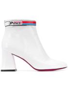 Pinko Logo Strap Ankle Boots - White