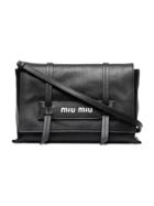 Miu Miu Black Logo Embossed Leather Shoulder Bag
