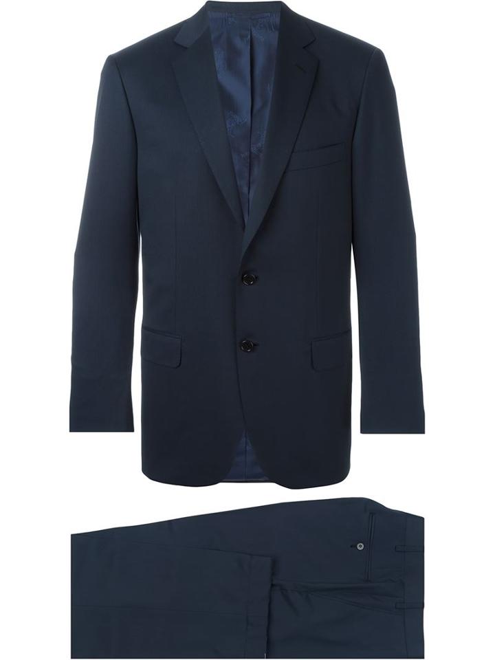 Brioni Two Button Suit, Men's, Size: 46, Blue, Cupro/wool