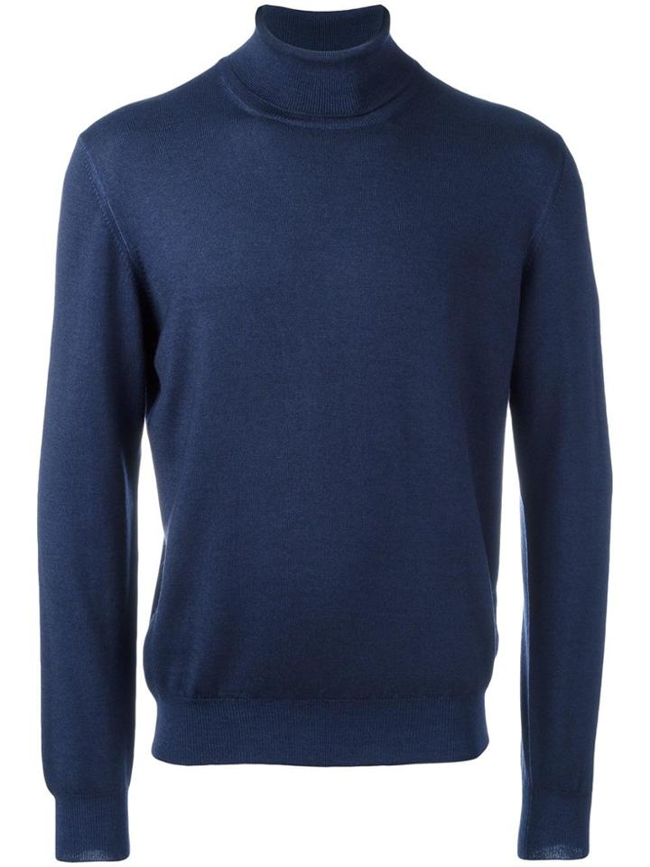 La Fileria For D'aniello Turtleneck Fine Knit Jumper - Blue