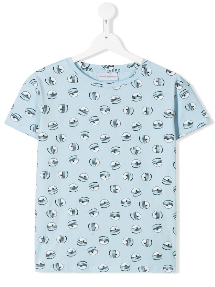 Chiara Ferragni Kids Teen Eye Print T-shirt - Blue