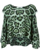 Givenchy Ruffled Leopard Print Top, Women's, Size: 36, Green, Silk
