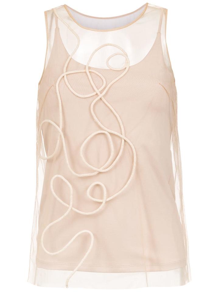 Mara Mac Embroidered Tulle Top - Neutrals