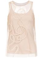 Mara Mac Embroidered Tulle Top - Neutrals