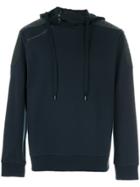 Pierre Balmain Leather Shoulder Patch Hoodie - Blue