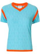 Chanel Pre-owned Textured Logo Colour Block T-shirt - Blue
