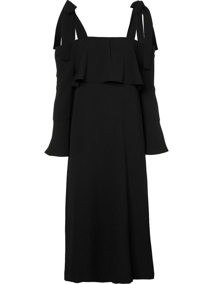 Ganni - Strap Gathered Dress - Women - Cotton - 38, Black, Cotton