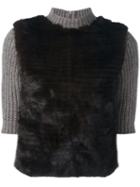 Eleventy Contrast Sleeve Jumper, Women's, Size: Large, Nude/neutrals, Silk/mink Fur/mohair/wool