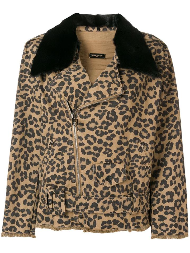 Simonetta Ravizza Leopard Print Denim Jacket - Brown