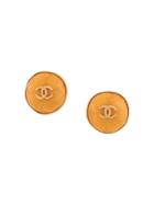 Chanel Vintage Cc Logos Stone Earrings - Yellow & Orange