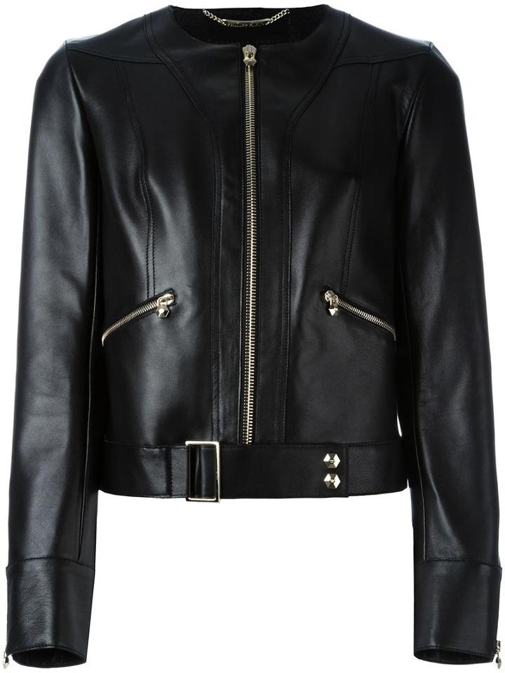 Philipp Plein 'patience' Jacket, Women's, Size: Medium, Black, Lamb Skin/polyester/acetate/cotton