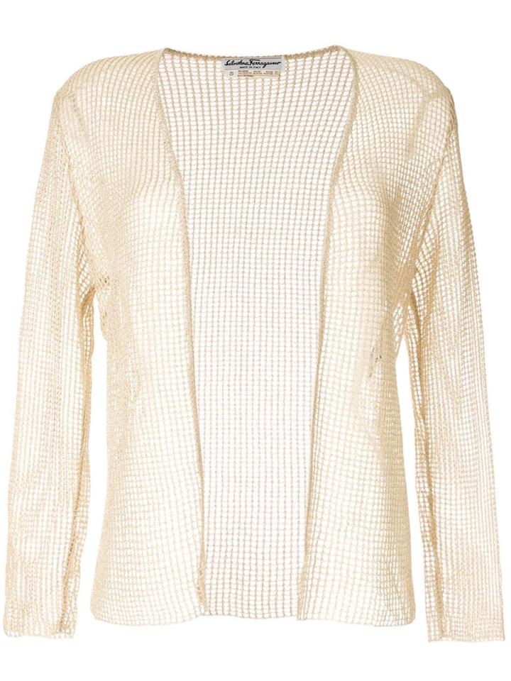 Salvatore Ferragamo Vintage Knitted Mesh Jacket - Gold