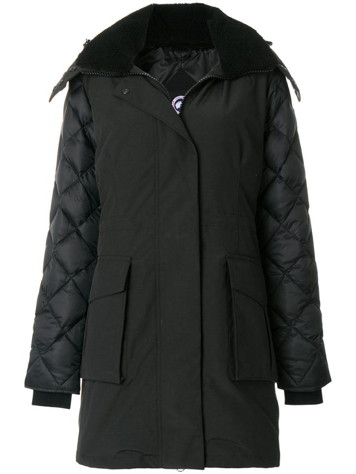 Canada Goose Shearling Lined Hooded Coat - Black