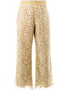 Peter Pilotto - Zig-zag Hem Floral Trousers - Women - Silk/nylon/polyester/viscose - 10, Grey, Silk/nylon/polyester/viscose