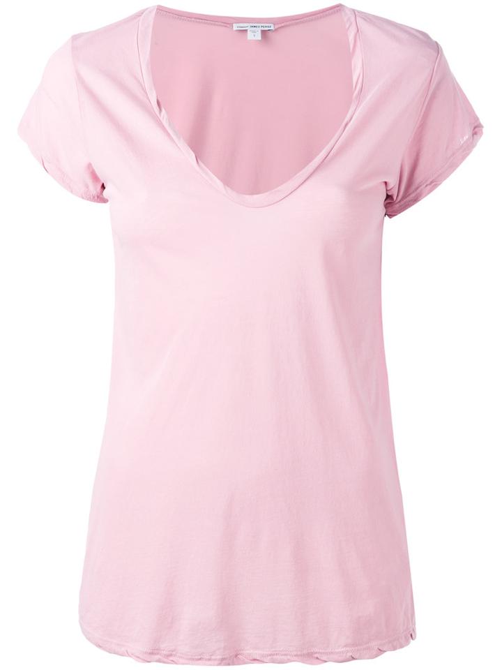 James Perse V-neck T-shirt, Women's, Size: 2, Pink/purple, Cotton