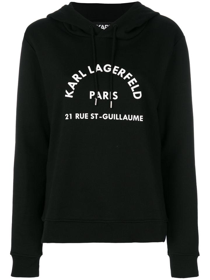 Karl Lagerfeld Logo Print Hoodie - Black