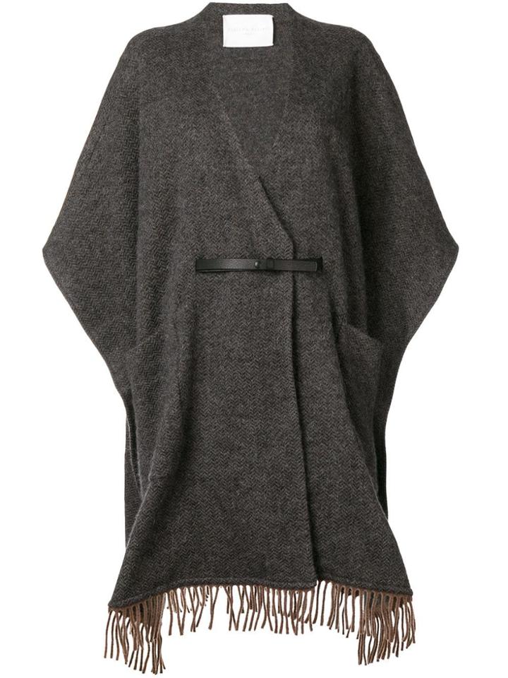 Fabiana Filippi Fringed Cape Coat - Grey