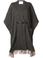 Fabiana Filippi Fringed Cape Coat - Grey