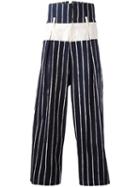 Yohji Yamamoto Striped Cropped Pants, Men's, Size: 4, Blue, Cotton