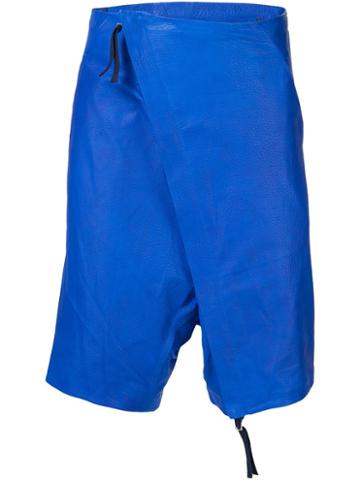 Diagonal Zip Shorts - Men - Yack Leather/spandex/elastane/rayon - S, Blue, Yack Leather/spandex/elastane/rayon, Boris Bidjan Saberi