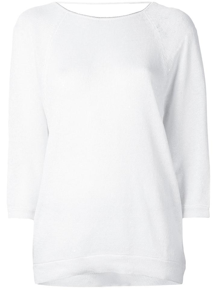 Round Neck Top - Women - Silk/linen/flax - M, White, Silk/linen/flax, Brunello Cucinelli