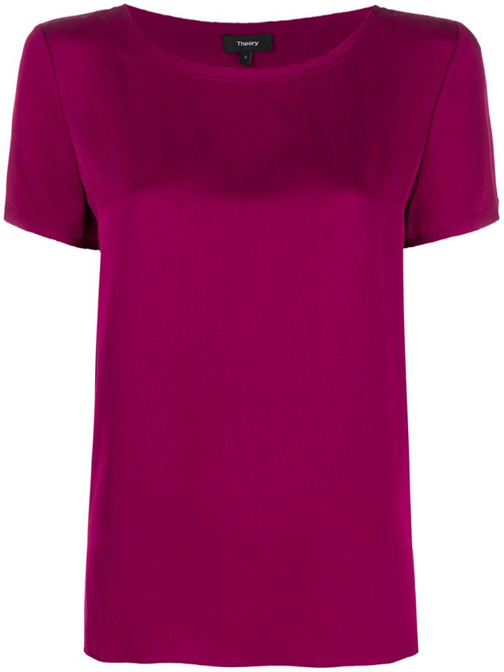 Theory Short-sleeve Shift Blouse - Pink & Purple