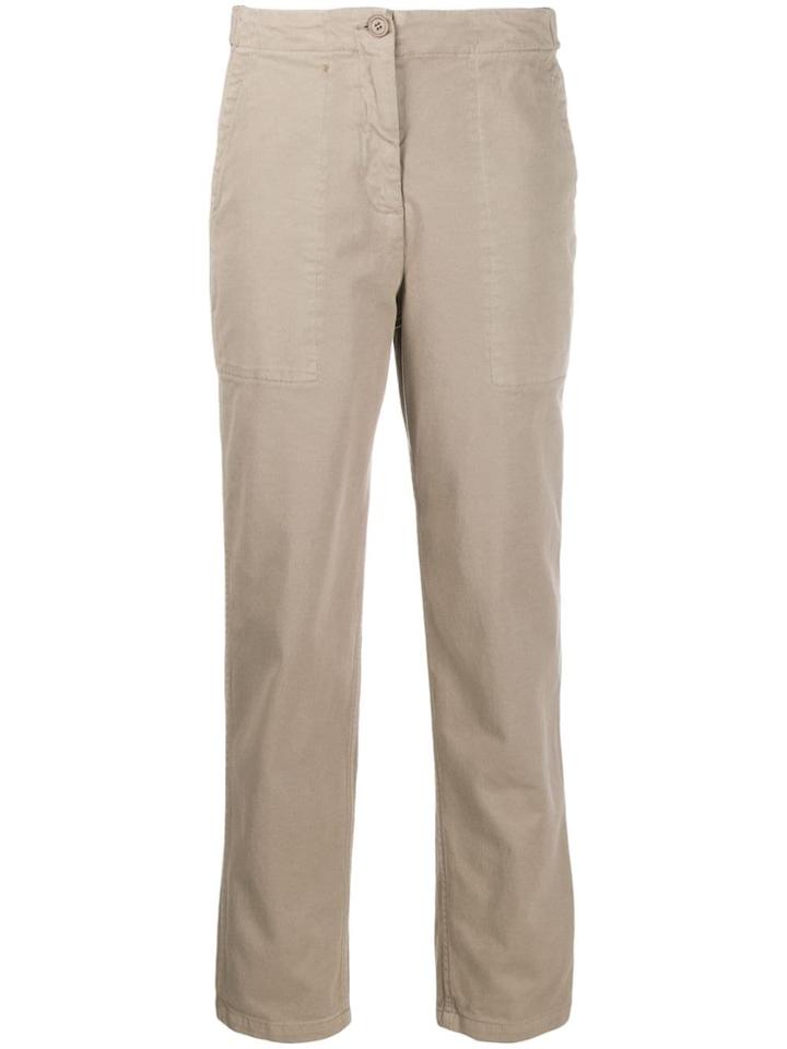 Aspesi Crease Effect Cropped Trousers - Neutrals