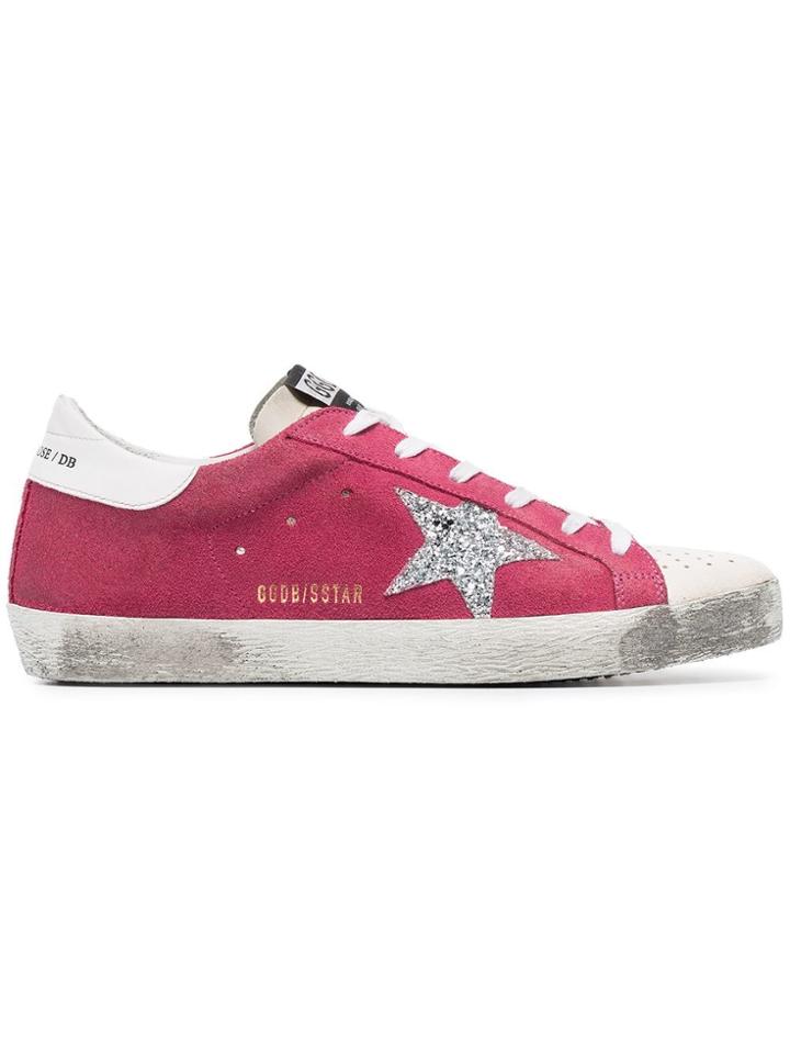Golden Goose Deluxe Brand Superstar Glitter Star Suede Sneakers - Red