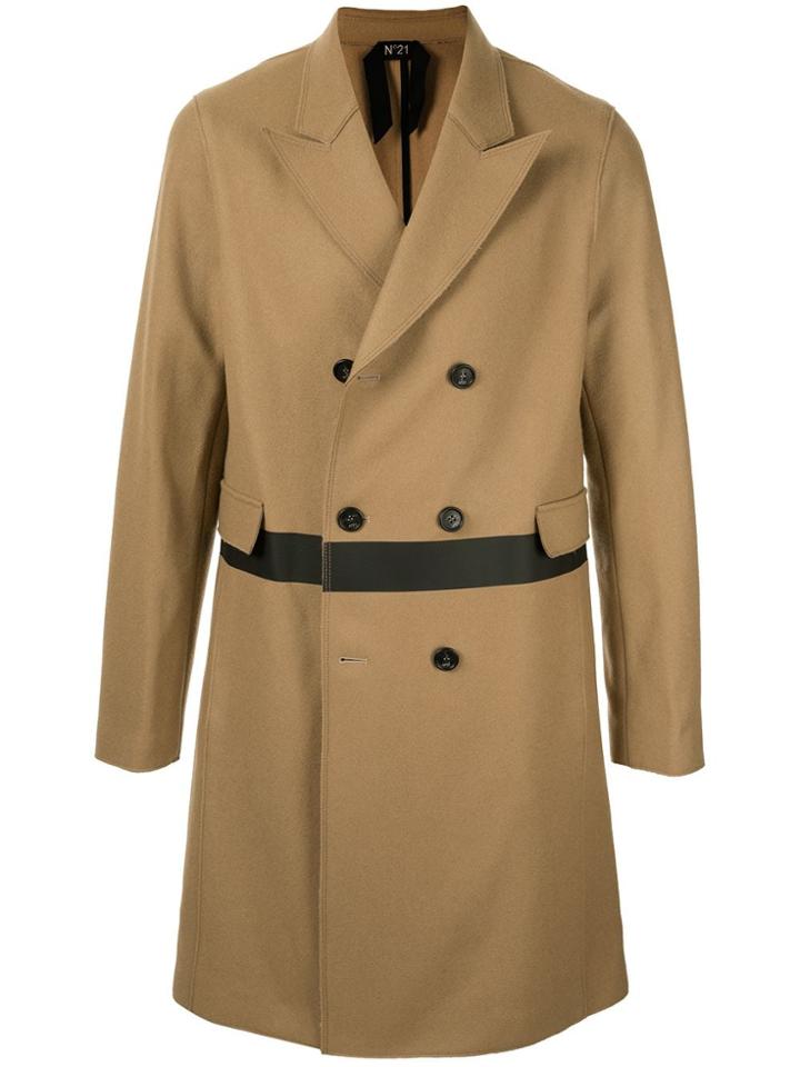 Nº21 Contrast Stripe Coat - Brown