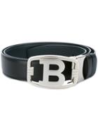 Bally Logo Buckle Belt, Men's, Size: 110, Black, Calf Leather