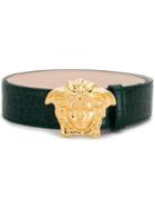 Versace Medusa Buckle Leather Belt - Green